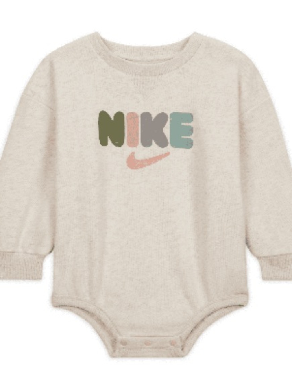 Nike Cream Long-Sleeve Baby Bodysuit with Multi-Color Logo